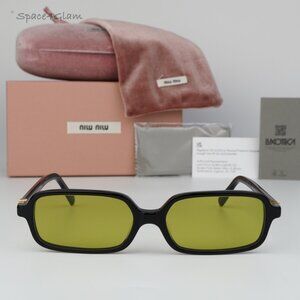 NEW Miu Miu MU11ZSF 16K07O REGARD Black Olive Green Rectangle Unisex Sunglasses